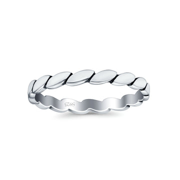Rope Ring Oxidized Band Solid 925 Sterling Silver Thumb Ring (2mm)